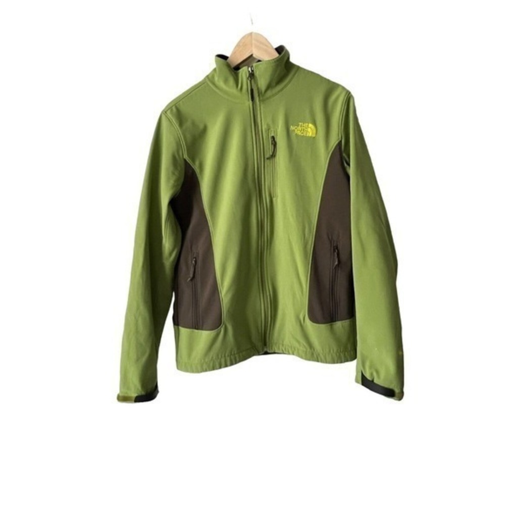The North Face Mens Apex Bionic FZ Windwall Softshell Jacket Green Zip Pockets S